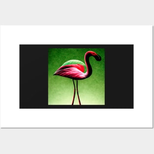 flamingo, green, red, gift, pink Posters and Art